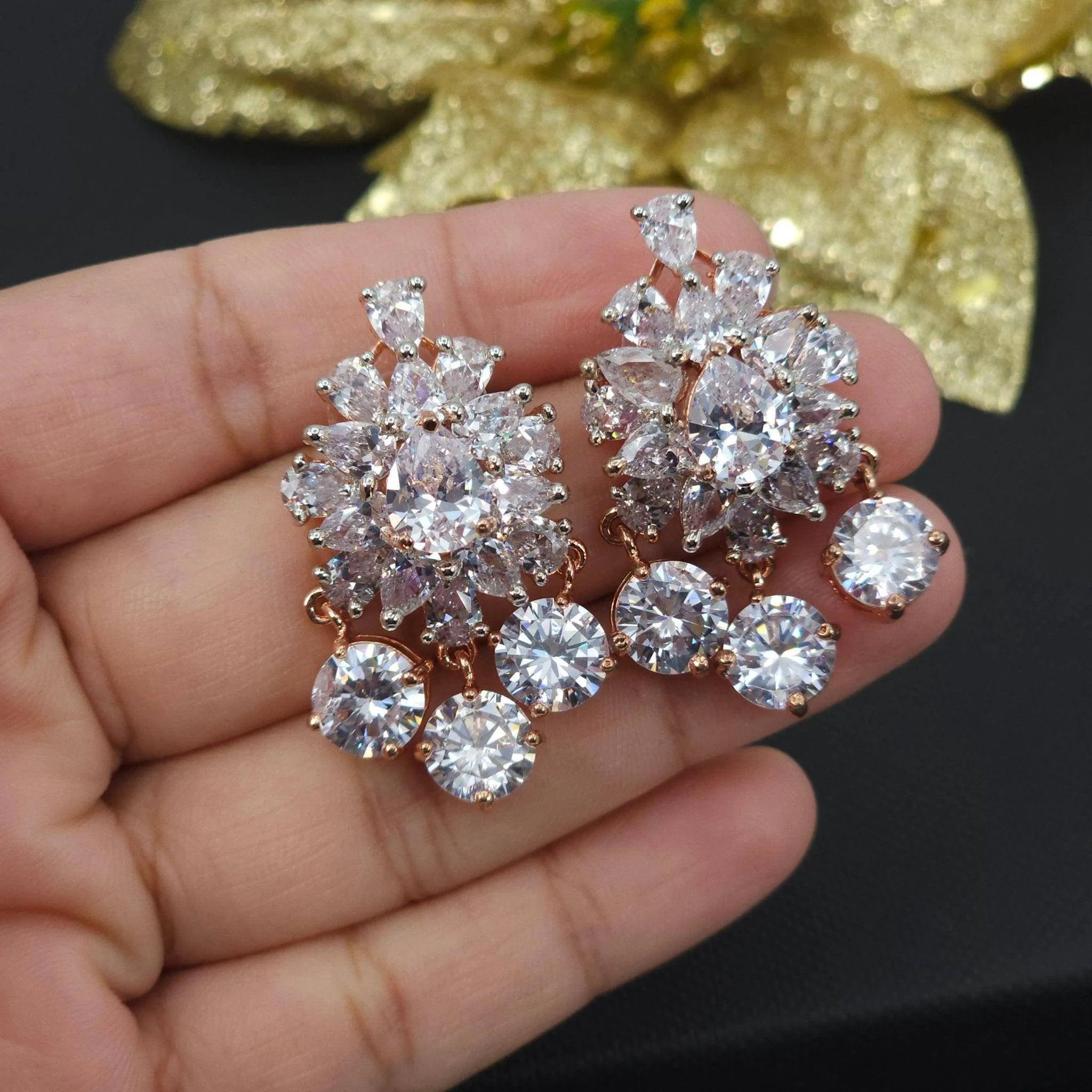 Moon Crust - American Diamond Stud Earrings