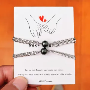Name Initial Magnetic Connecting Bracelets for Couples