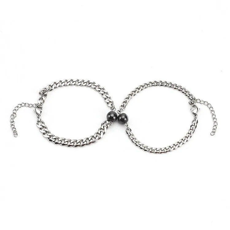 Name Initial Magnetic Connecting Bracelets for Couples