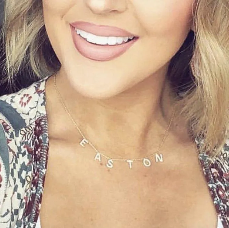 NON CUSTOMIZABLE It's All in a Name® Necklace Rose Gold With Crystals Ready to Ship