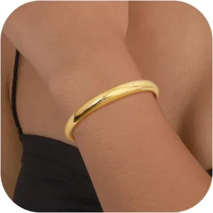 ORAZIO Gold Bangles for Women - 14K Gold Plated Cuff Bangle Bracelets Wide Chunky Gold Bracelet Waterdrop Open Wrist Cuff Bracelet Stretchable Thick Gold Bangles Irregular Twisted Womens Bangles Bracelets