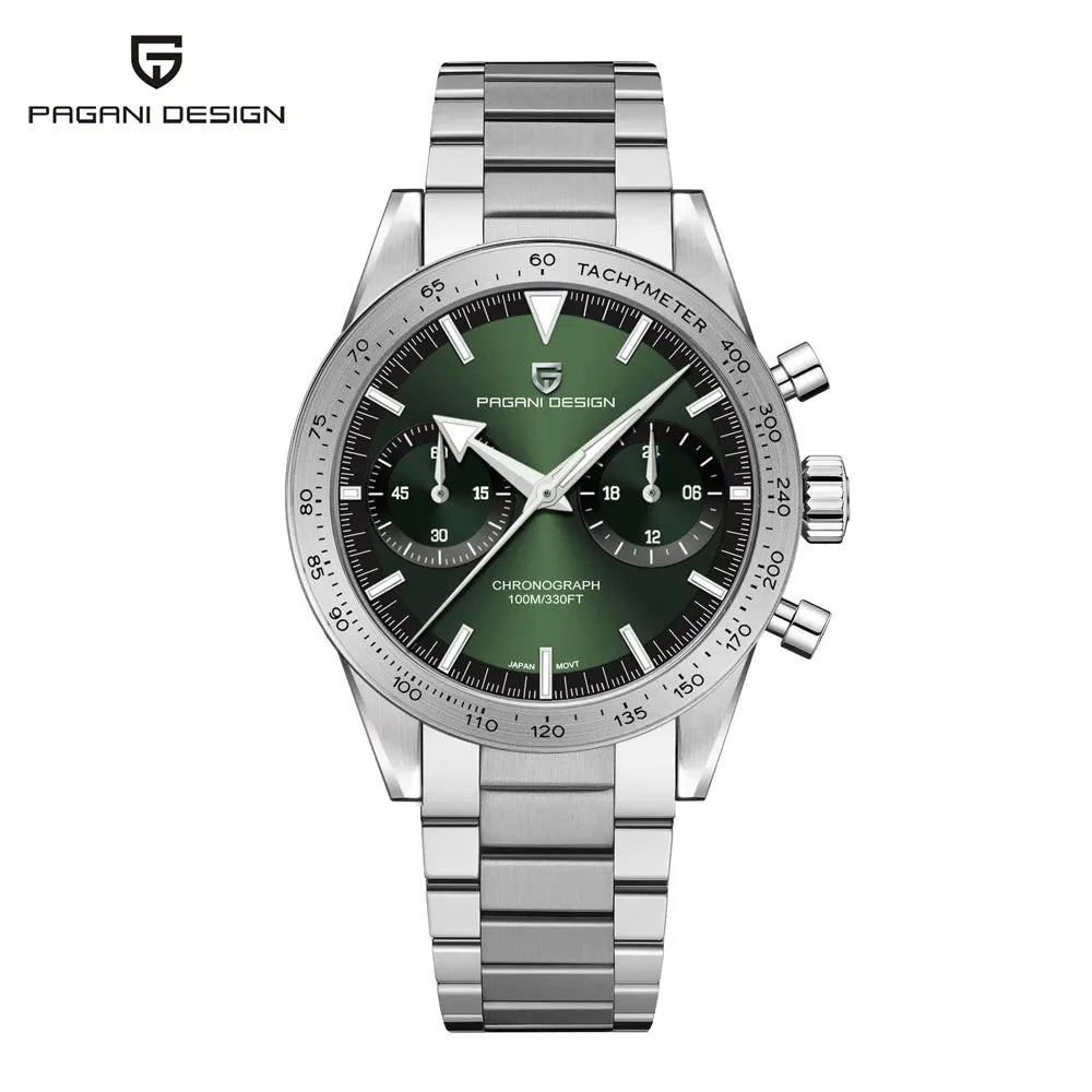 PAGANI DESIGN 2023 Mens watches Moon Quartz  Watch men speed Sport waterproof Chronograph AR Sapphire VK64 Steel Retro Luminous