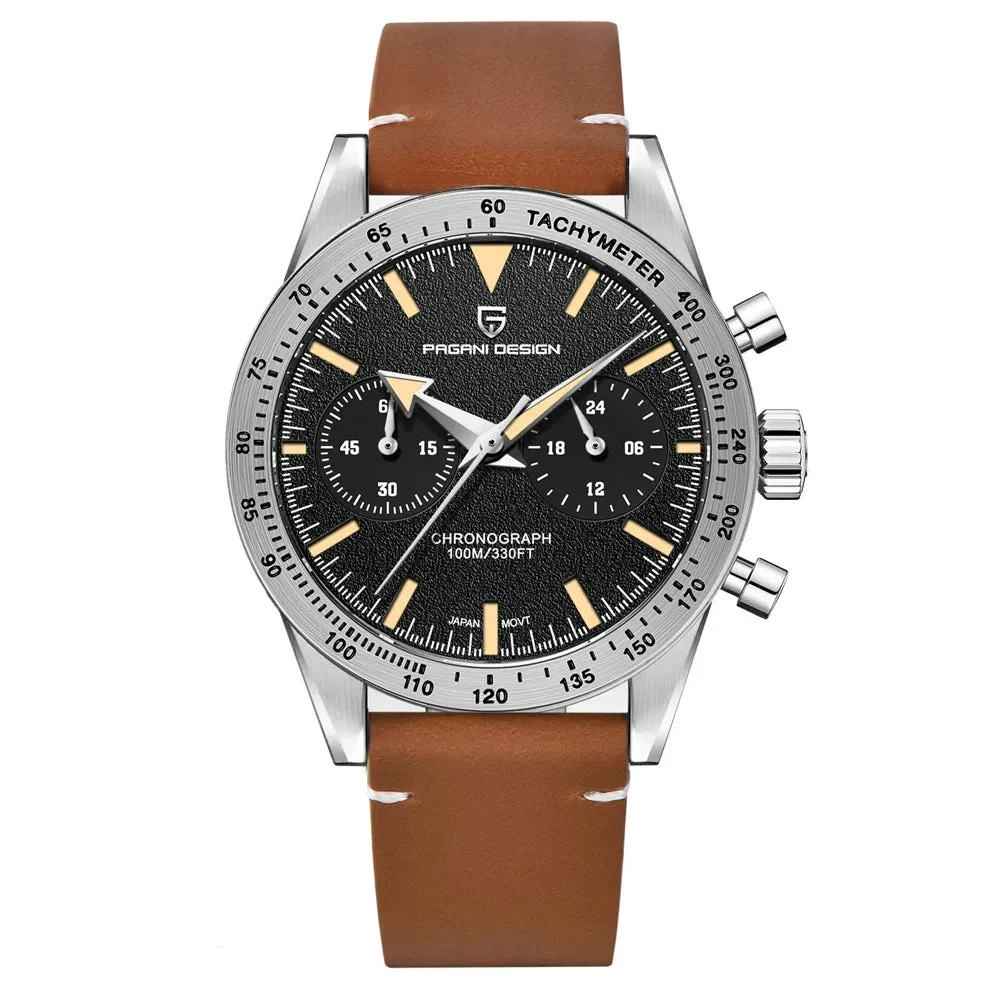 PAGANI DESIGN 2023 Mens watches Moon Quartz  Watch men speed Sport waterproof Chronograph AR Sapphire VK64 Steel Retro Luminous