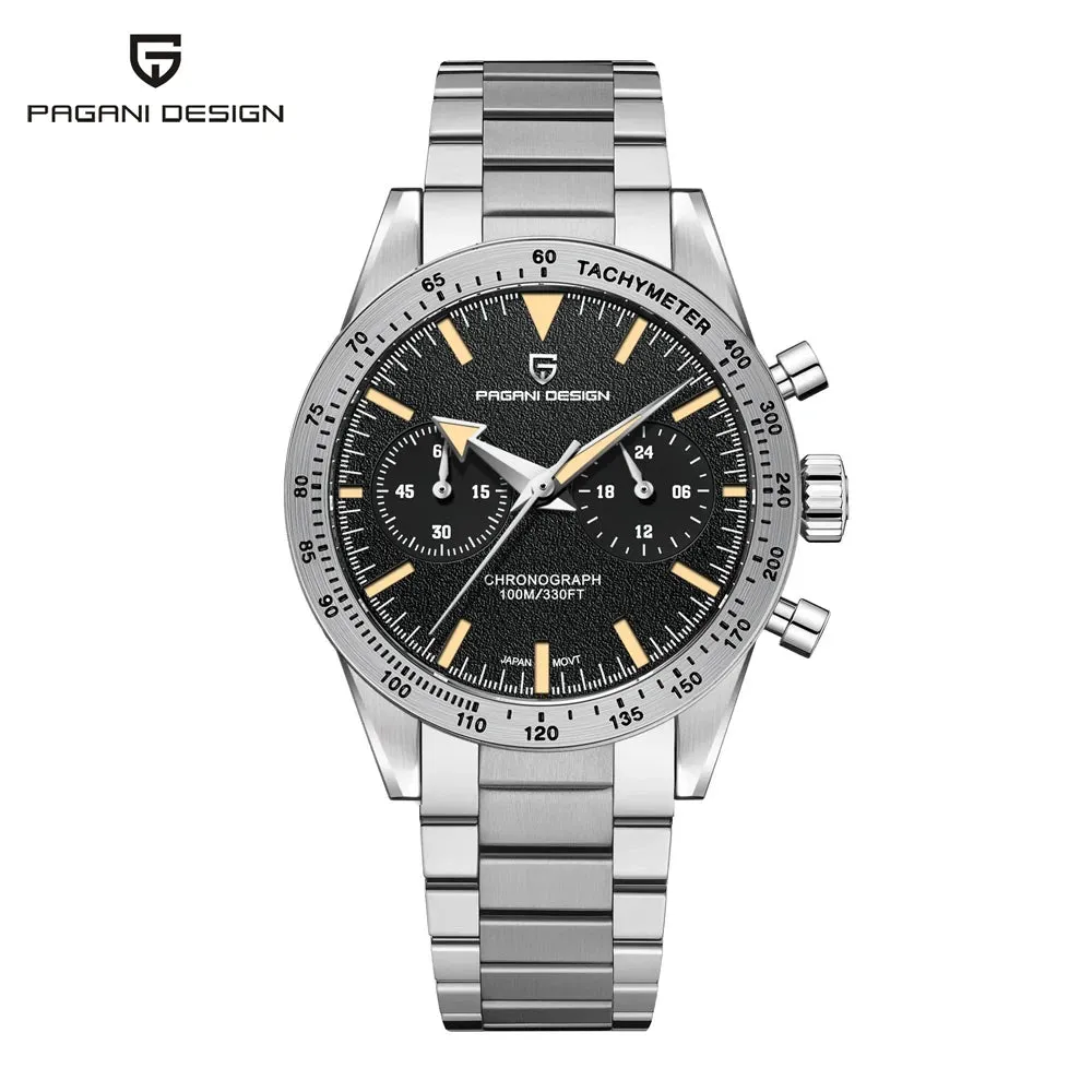PAGANI DESIGN 2023 Mens watches Moon Quartz  Watch men speed Sport waterproof Chronograph AR Sapphire VK64 Steel Retro Luminous