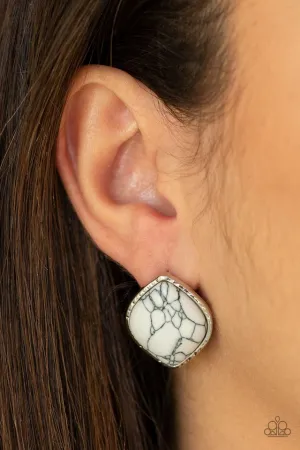 Paparazzi Earring ~ Marble Marvel - White