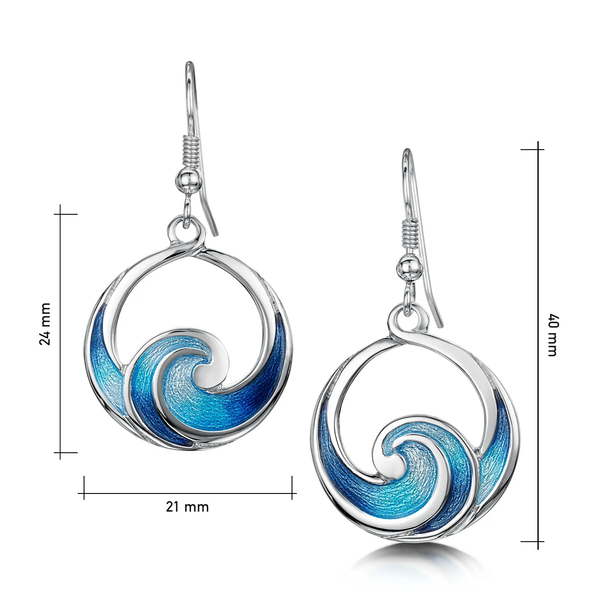 Pentland Enamel Drop Earrings in Sterling Silver