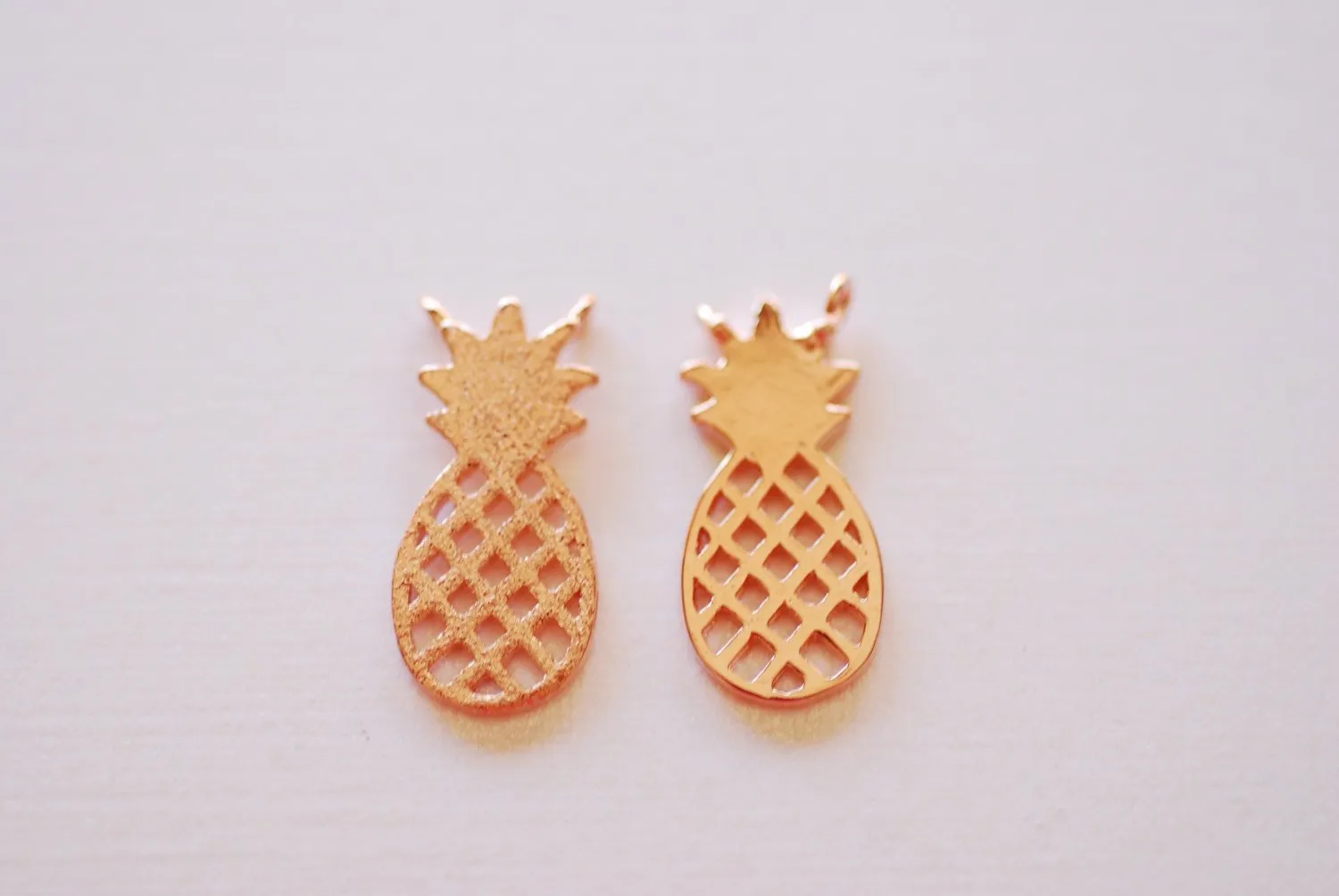 Pink Rose Wholesale Gold Vermeil Pineapple Connector Charm- 18k gold plated 925 Sterling Silver, Hawaiian Gold Pineapple Charm, Pineapple Fruit, 260