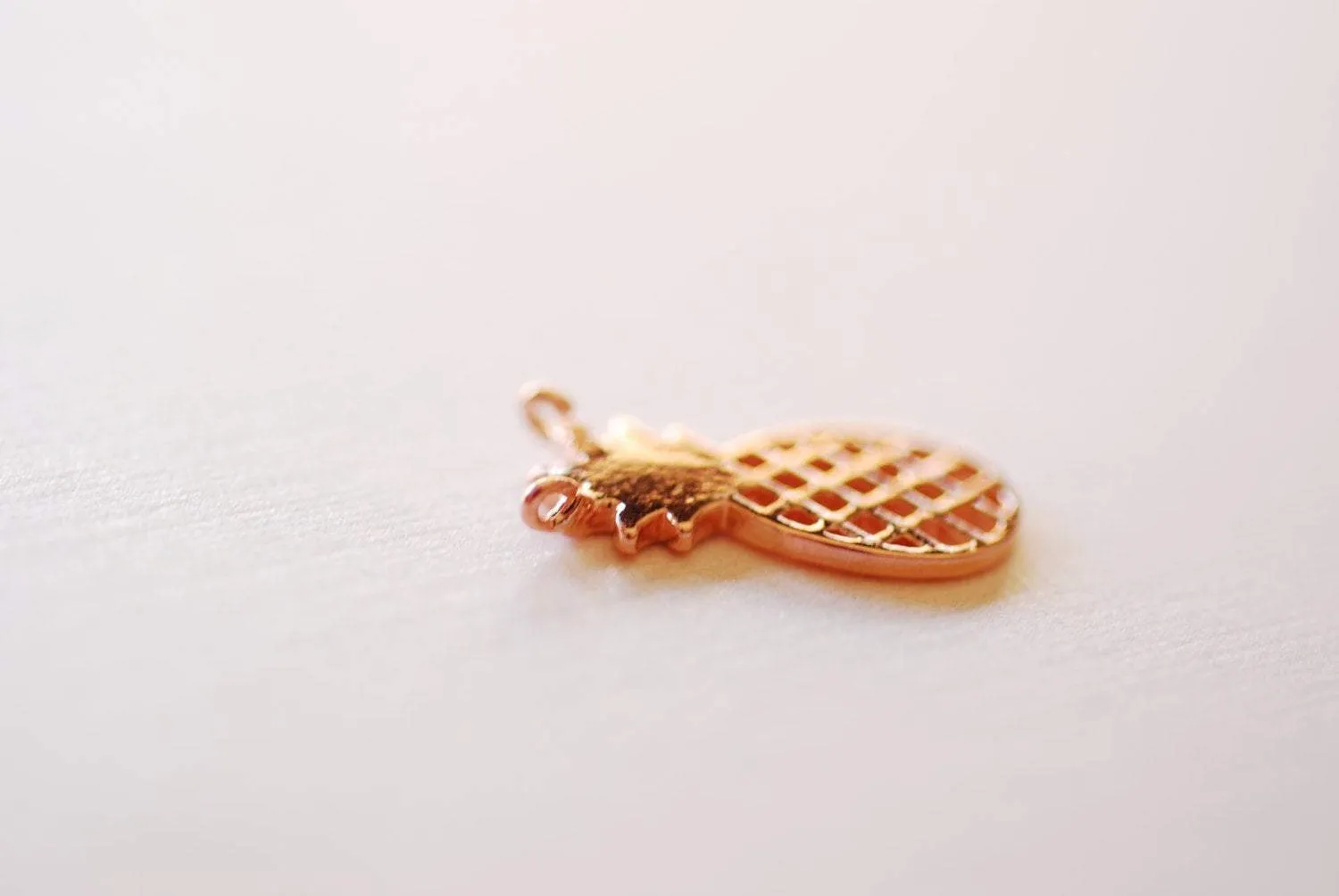 Pink Rose Wholesale Gold Vermeil Pineapple Connector Charm- 18k gold plated 925 Sterling Silver, Hawaiian Gold Pineapple Charm, Pineapple Fruit, 260