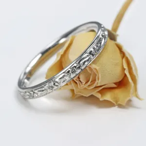 Platinum Orange Blossom Engraved 2.5mm Comfort Fit Court Wedding Ring