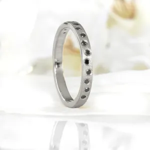 Platinum Scattered Black Diamond Wedding Ring