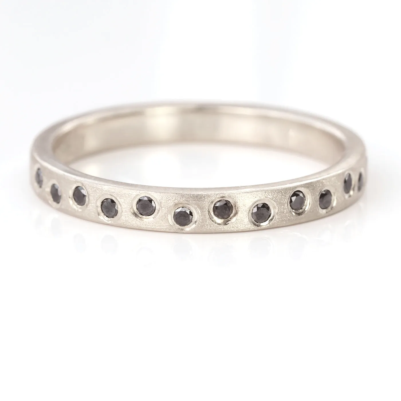 Platinum Scattered Black Diamond Wedding Ring