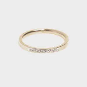 Pure Steel Thin Ring with Crystals