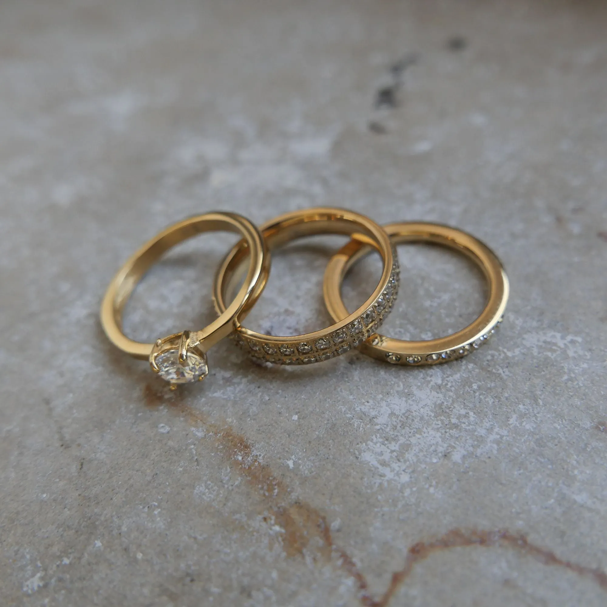 Pure Steel Thin Ring with Crystals