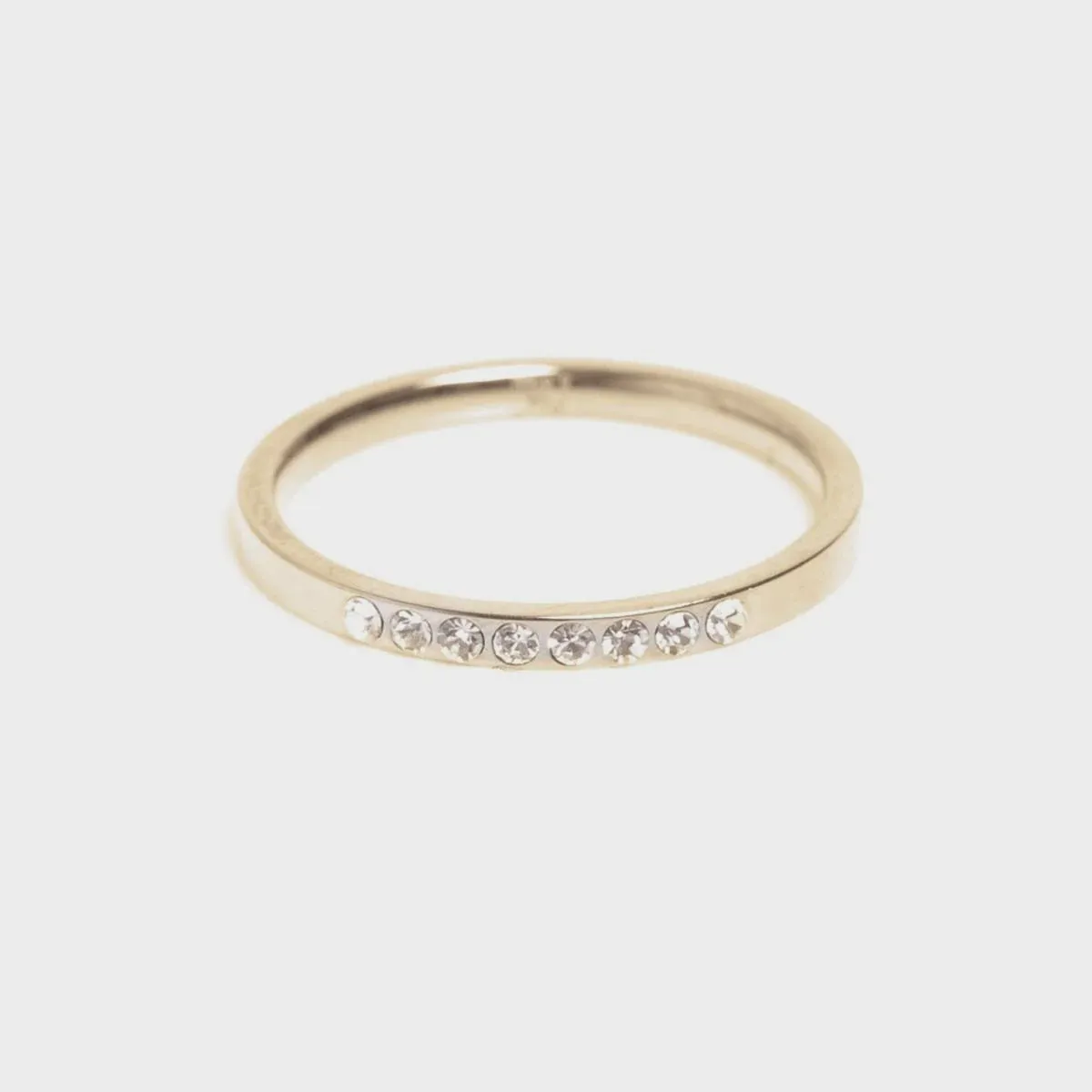 Pure Steel Thin Ring with Crystals