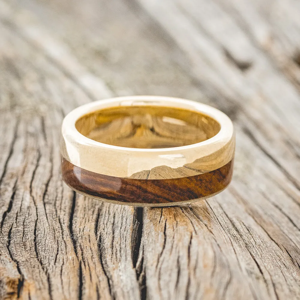 "LEDGER" - WHISKEY BARREL OAK WEDDING BAND - 14K WHITE GOLD - SIZE 10