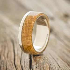 "LEDGER" - WHISKEY BARREL OAK WEDDING BAND - 14K WHITE GOLD - SIZE 10