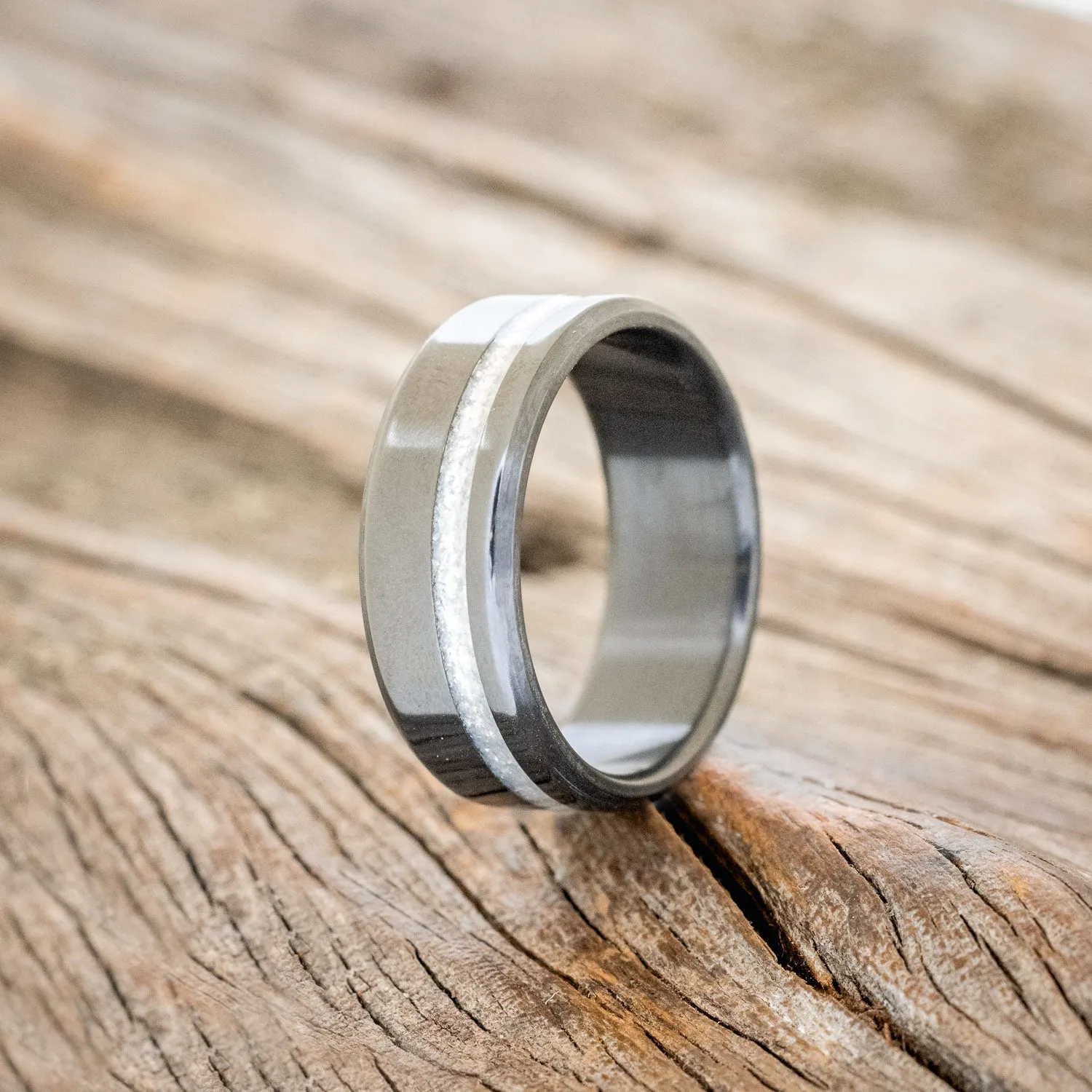 "VERTIGO" - DIAMOND DUST WEDDING BAND - BLACK ZIRCONIUM - SIZE 9 1/4