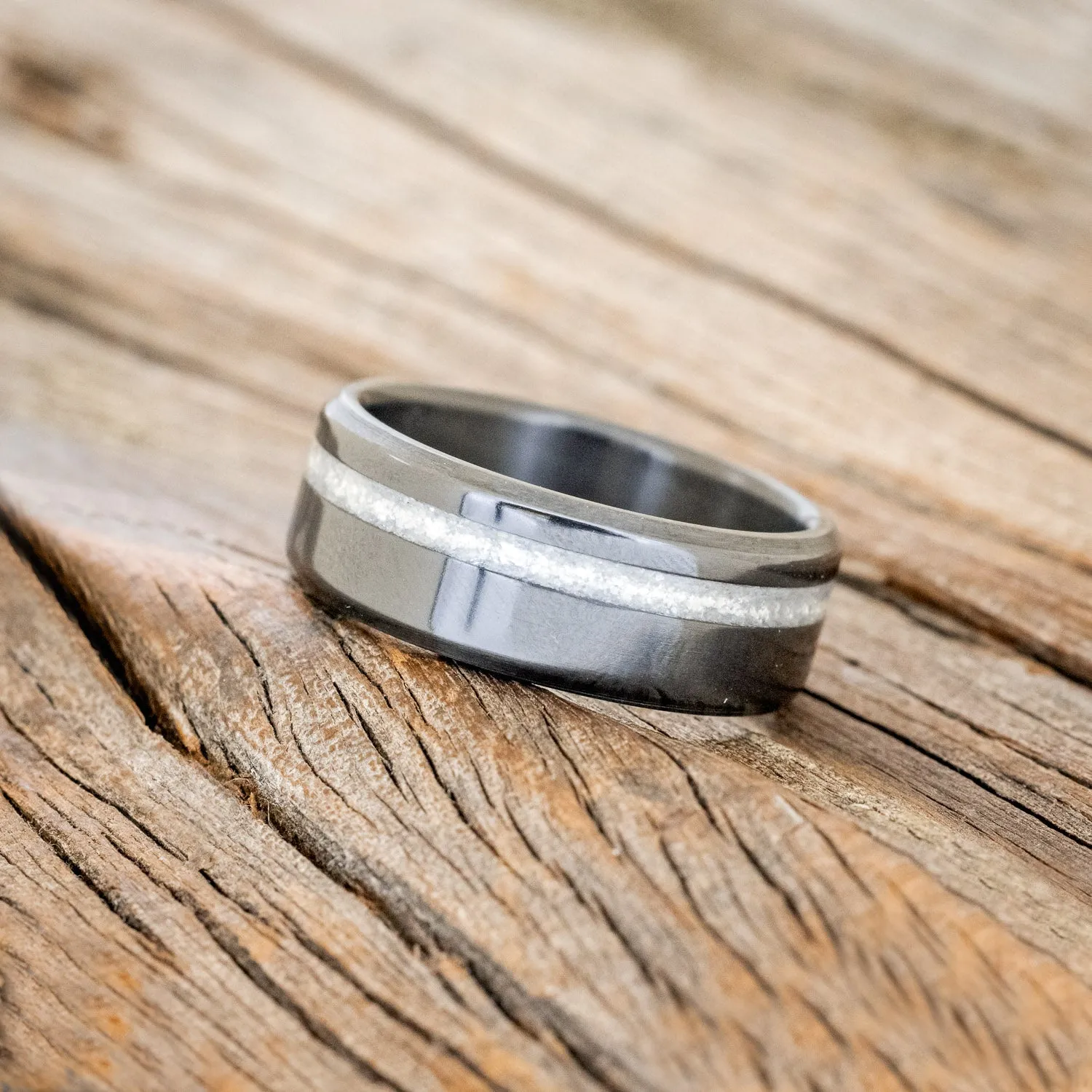 "VERTIGO" - DIAMOND DUST WEDDING BAND - BLACK ZIRCONIUM - SIZE 9 1/4