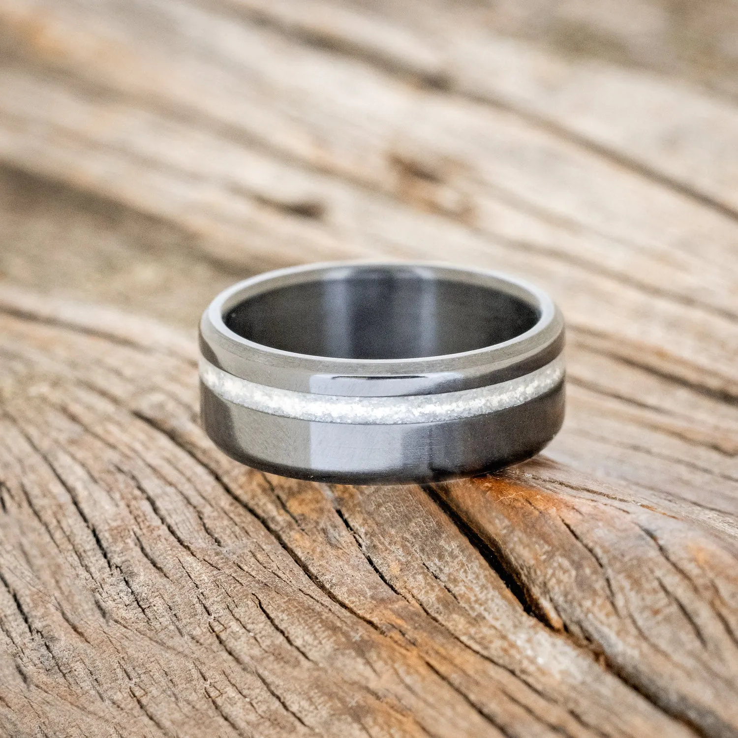 "VERTIGO" - DIAMOND DUST WEDDING BAND - BLACK ZIRCONIUM - SIZE 9 1/4