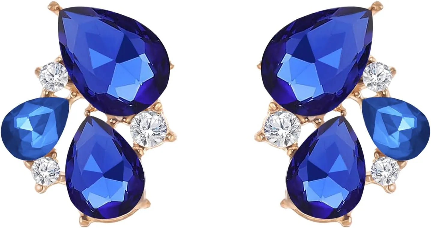 Rhinestone Stud Earrings Small Fancy Crystal Cluster Earrings for Women Brides Dainty Marquise Stud Earrings for Wedding Party Prom Jewelry Gift