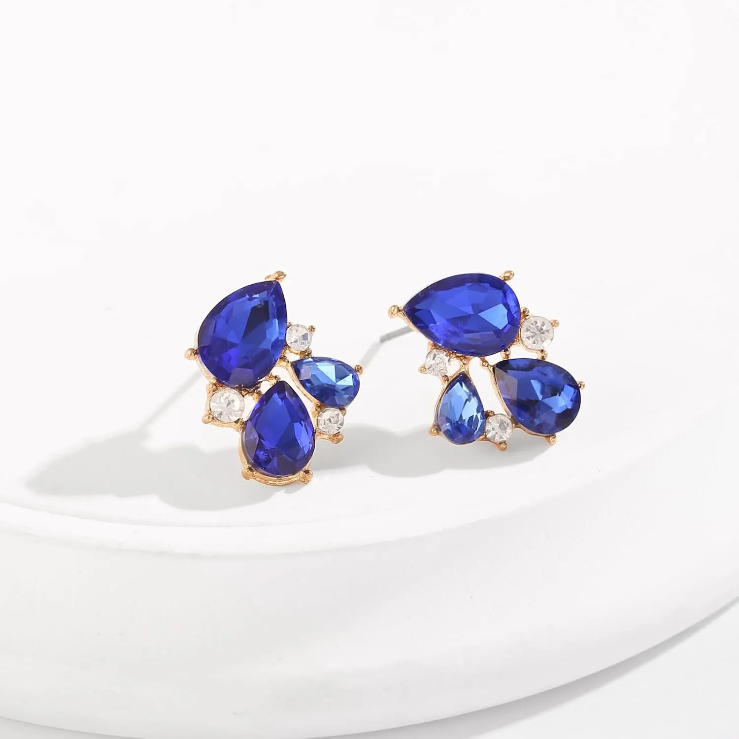 Rhinestone Stud Earrings Small Fancy Crystal Cluster Earrings for Women Brides Dainty Marquise Stud Earrings for Wedding Party Prom Jewelry Gift