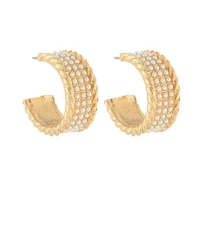 Rope Textured Pearl Metal Hoops