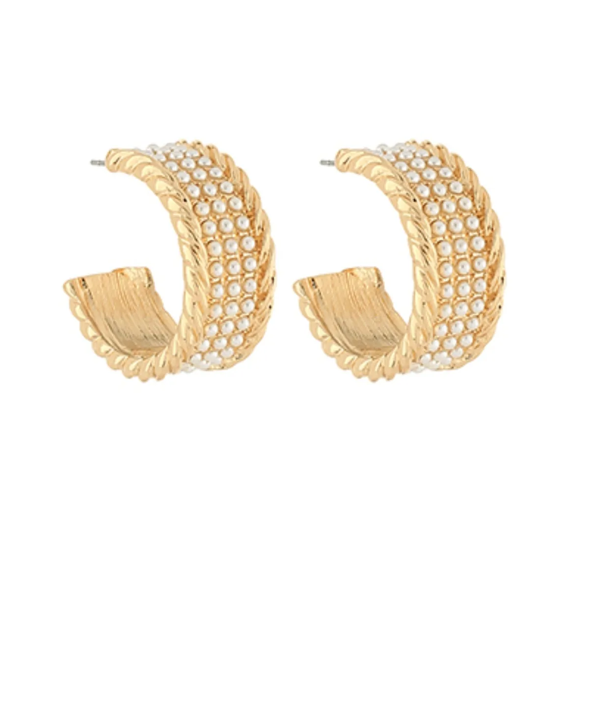 Rope Textured Pearl Metal Hoops