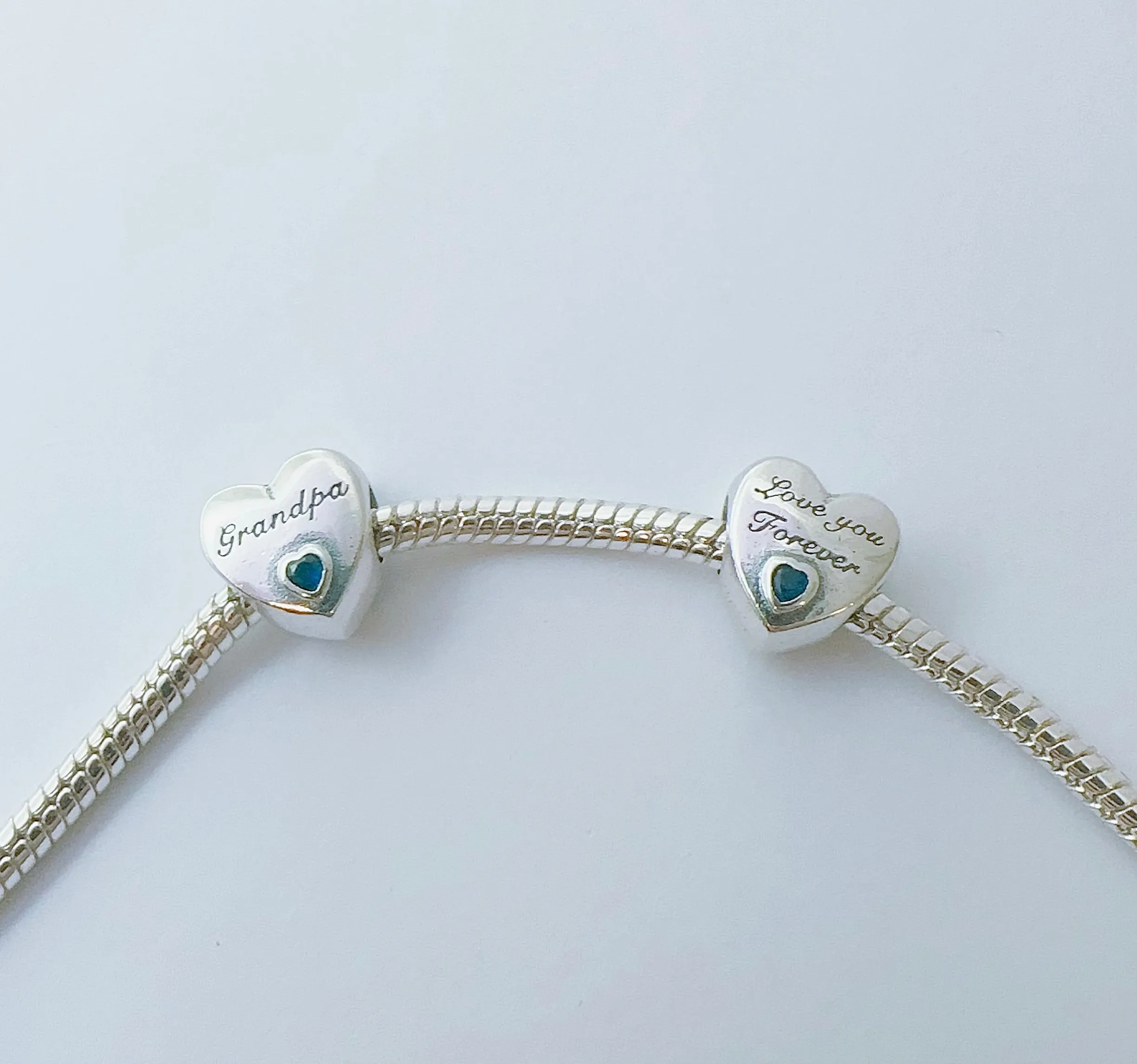 S925 Silver Heart Grandpa Charm Bead For Bracelets