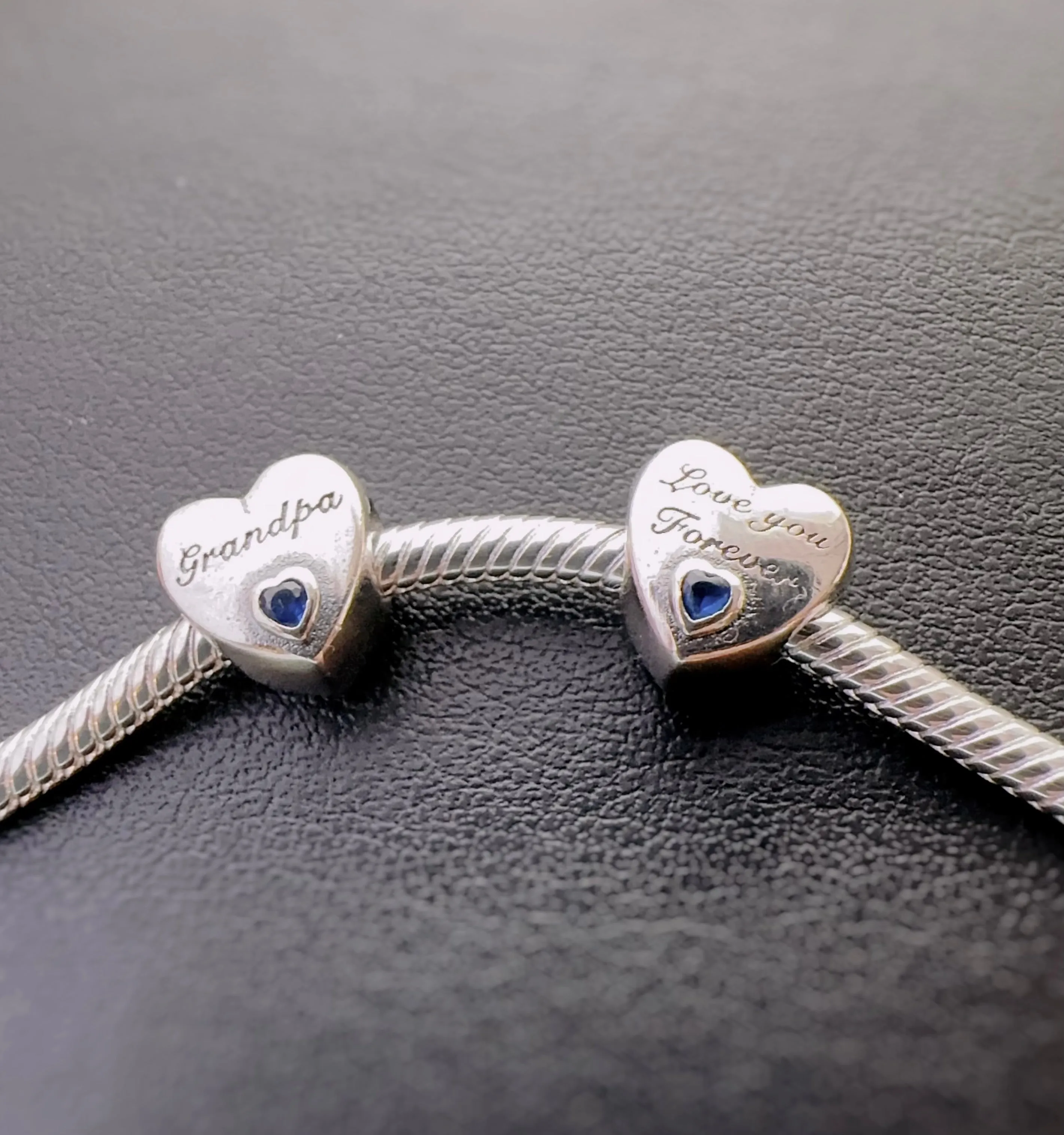 S925 Silver Heart Grandpa Charm Bead For Bracelets