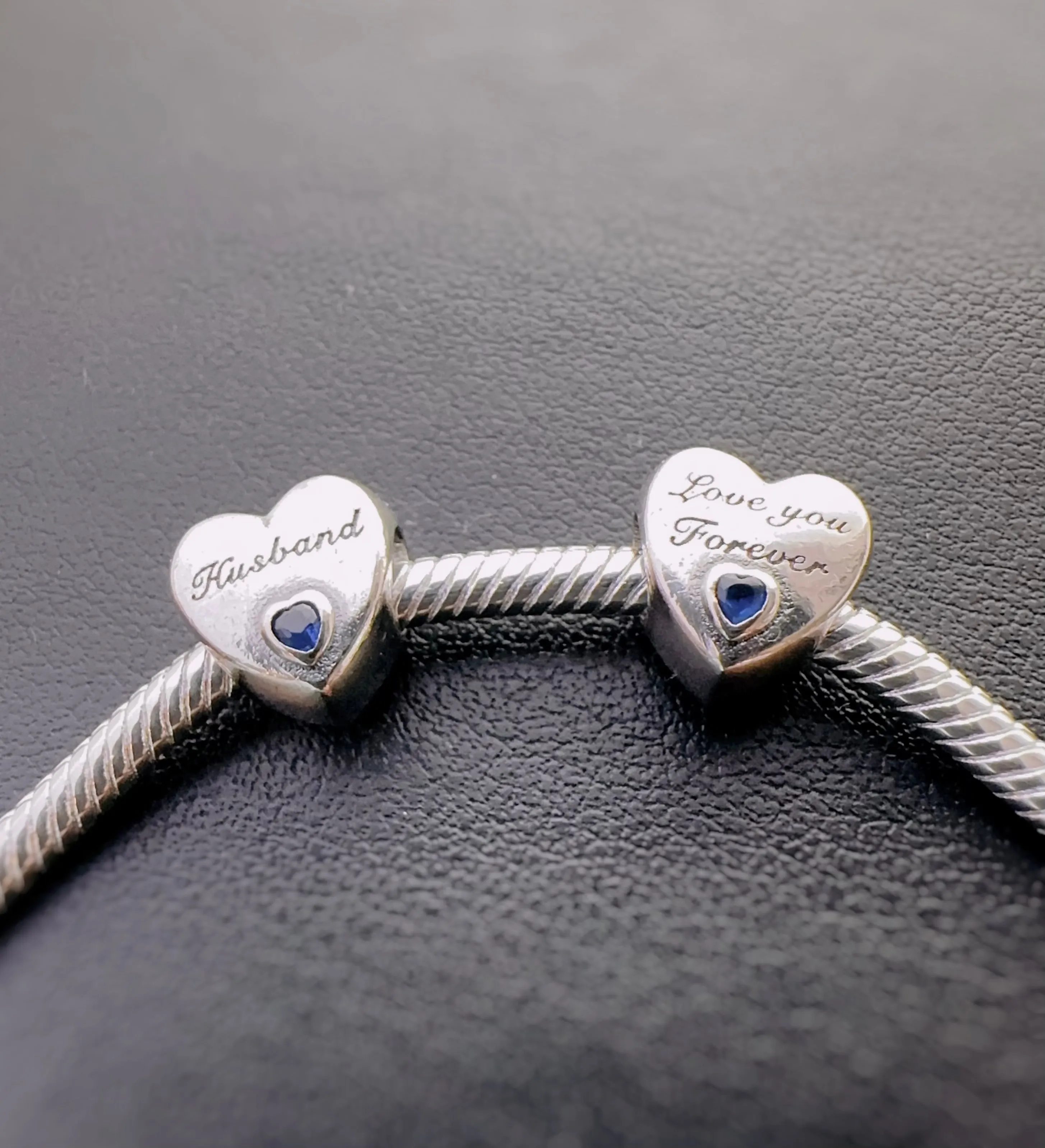 S925 Silver Heart Husband Charm Bead For Bracelets