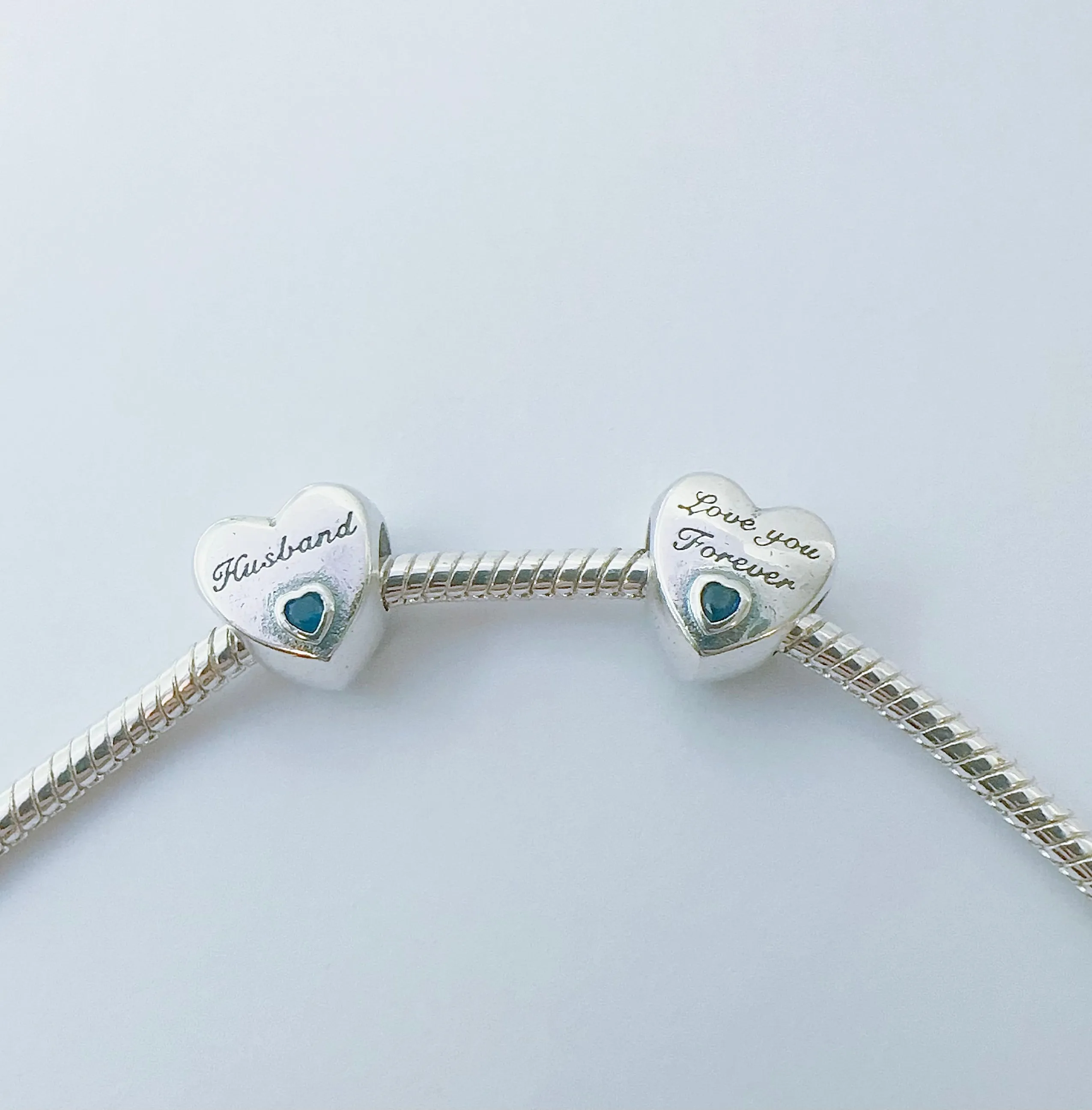 S925 Silver Heart Husband Charm Bead For Bracelets