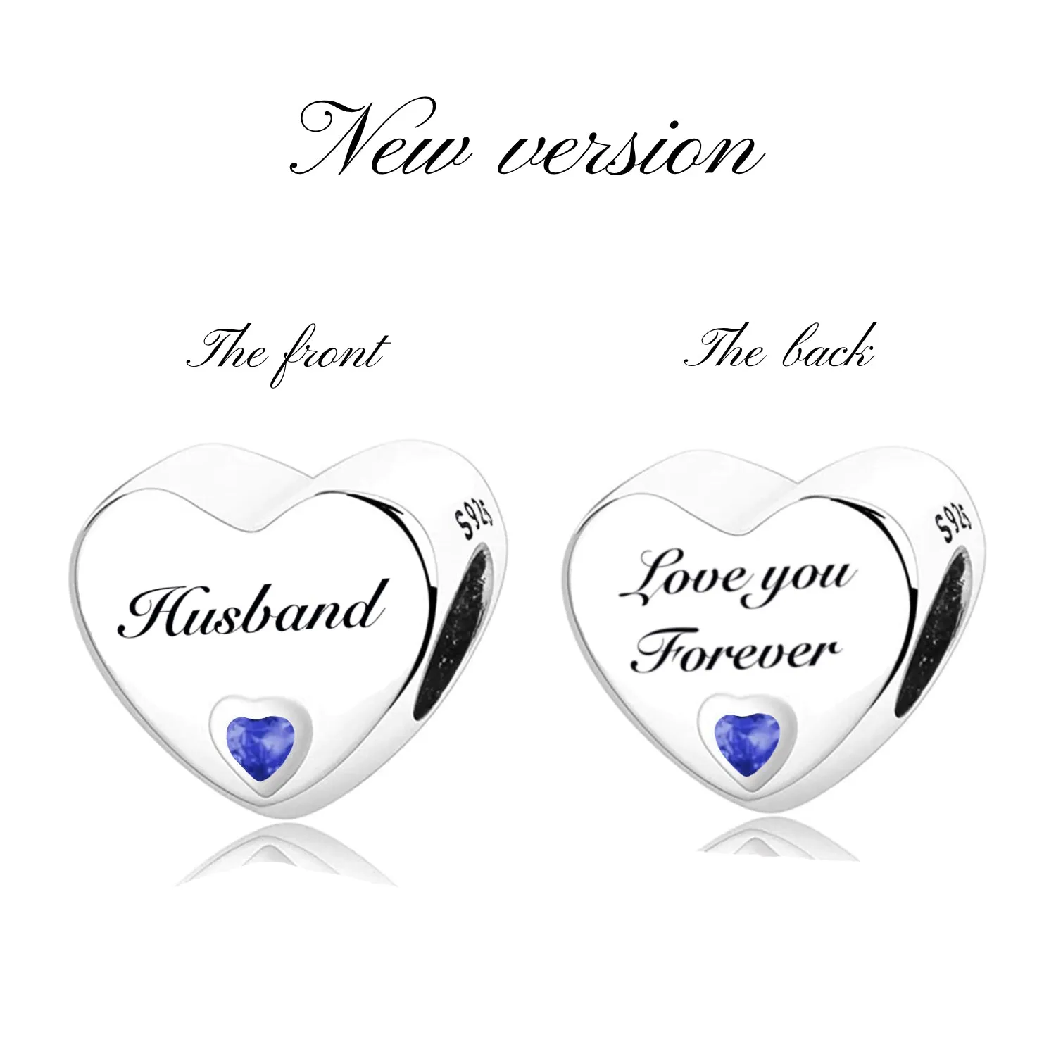 S925 Silver Heart Husband Charm Bead For Bracelets