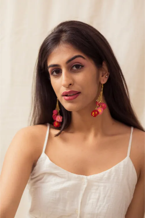 Samoolam Swing Earrings - Fushia Bougainvillea
