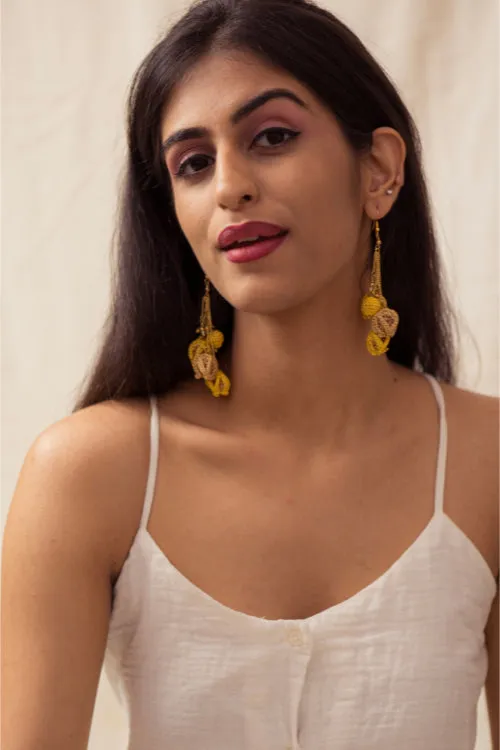 Samoolam Swing Earrings - Mustard Bougainvillea