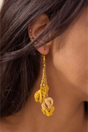 Samoolam Swing Earrings - Mustard Bougainvillea