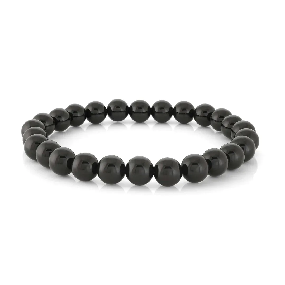 Shiny Black 8mm Onyx Bracelet | Italgem Steel