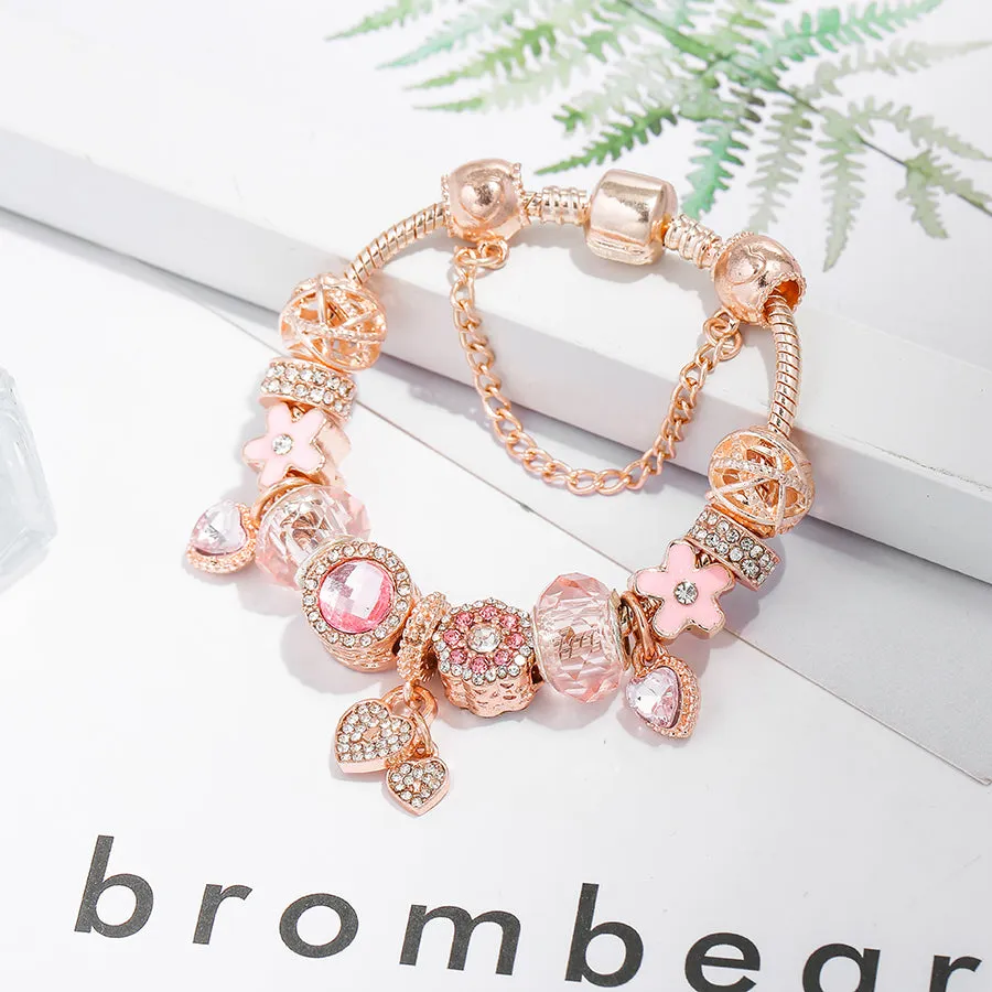 Shiny love heart pendant bracelet