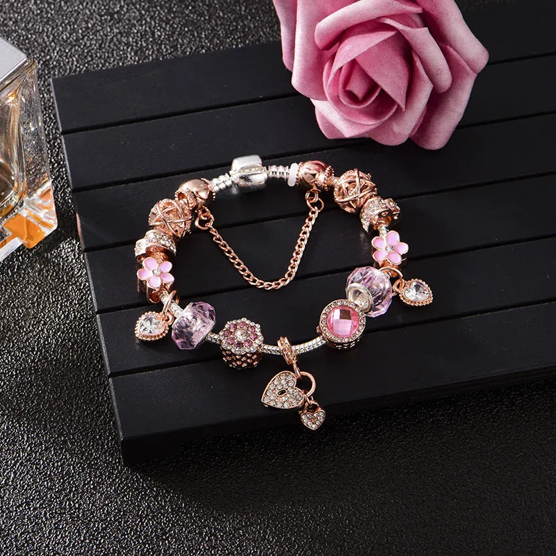 Shiny love heart pendant bracelet