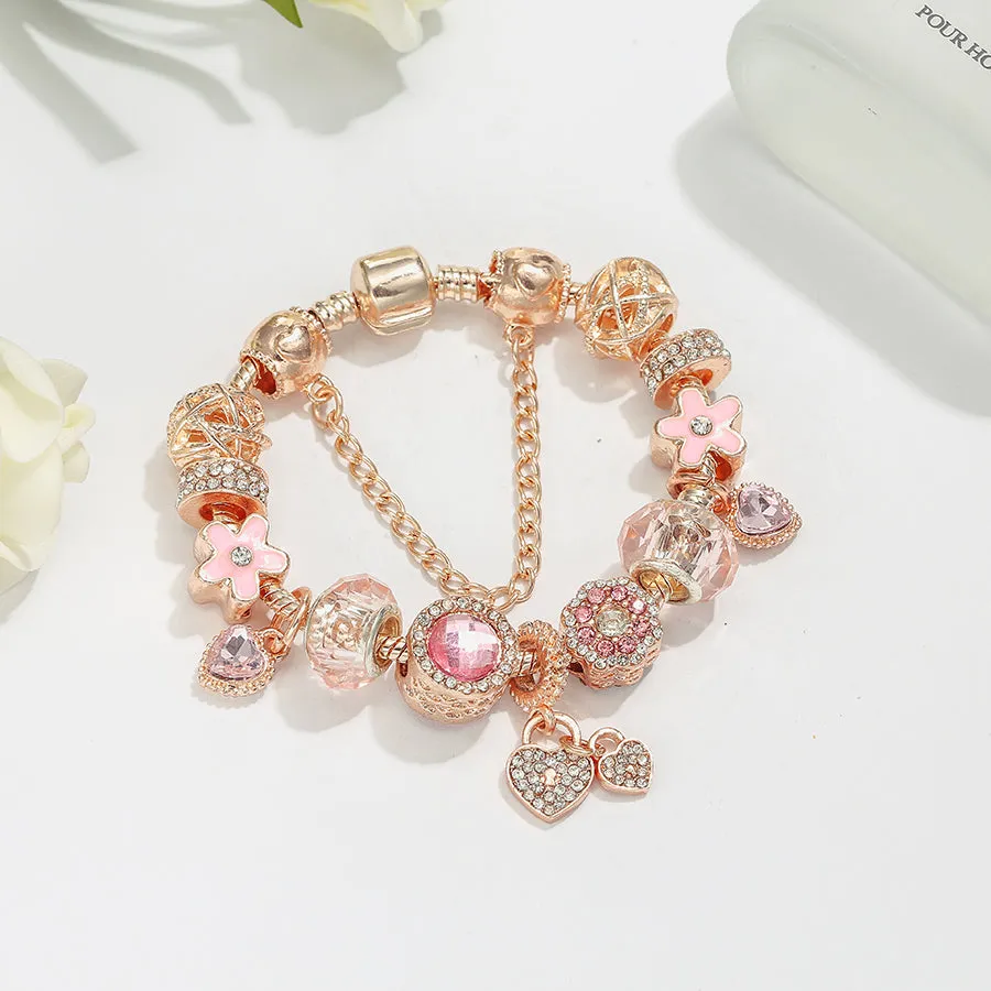 Shiny love heart pendant bracelet