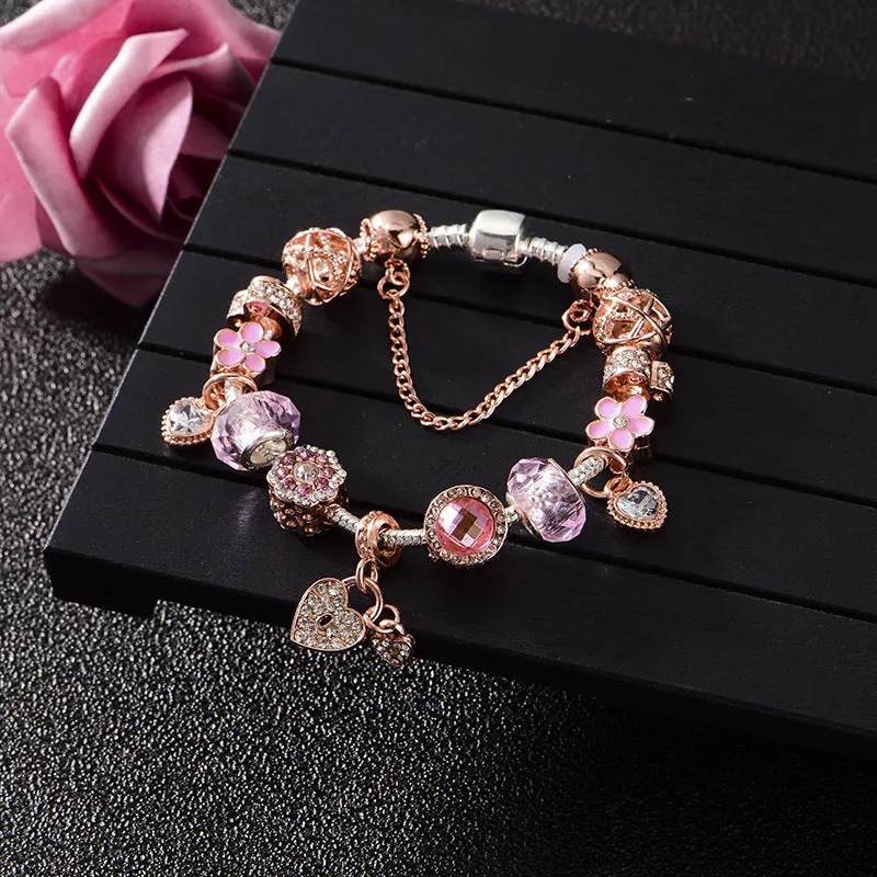 Shiny love heart pendant bracelet