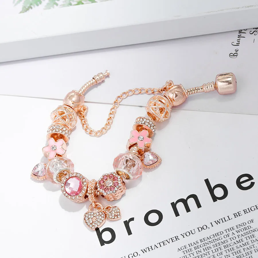 Shiny love heart pendant bracelet