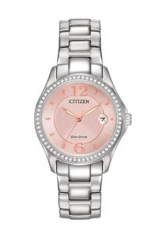 Silhouette Crystal Eco-Drive Watch with Blush Pink Dial by Citizen
