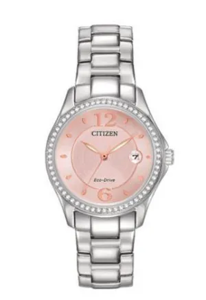 Silhouette Crystal Eco-Drive Watch with Blush Pink Dial by Citizen