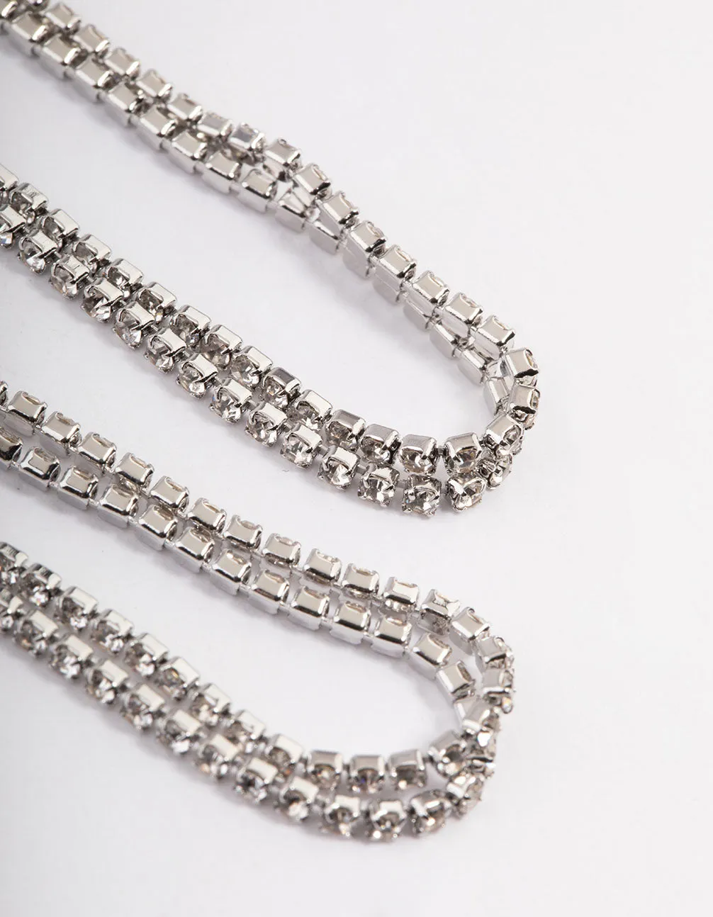 Silver Mini Cupchain Double Drop Earrings