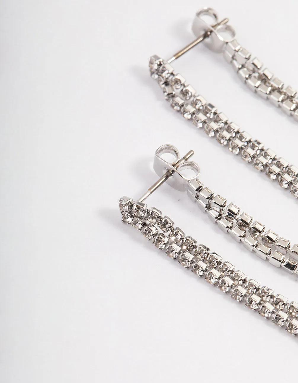 Silver Mini Cupchain Double Drop Earrings