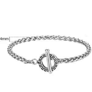 Silver Tribal Toggle Clasp Mens Stainless Steel Bracelets