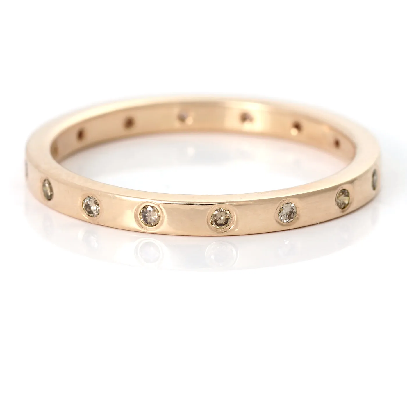 Slim Champagne Diamond 18ct Rose Gold Wedding Ring