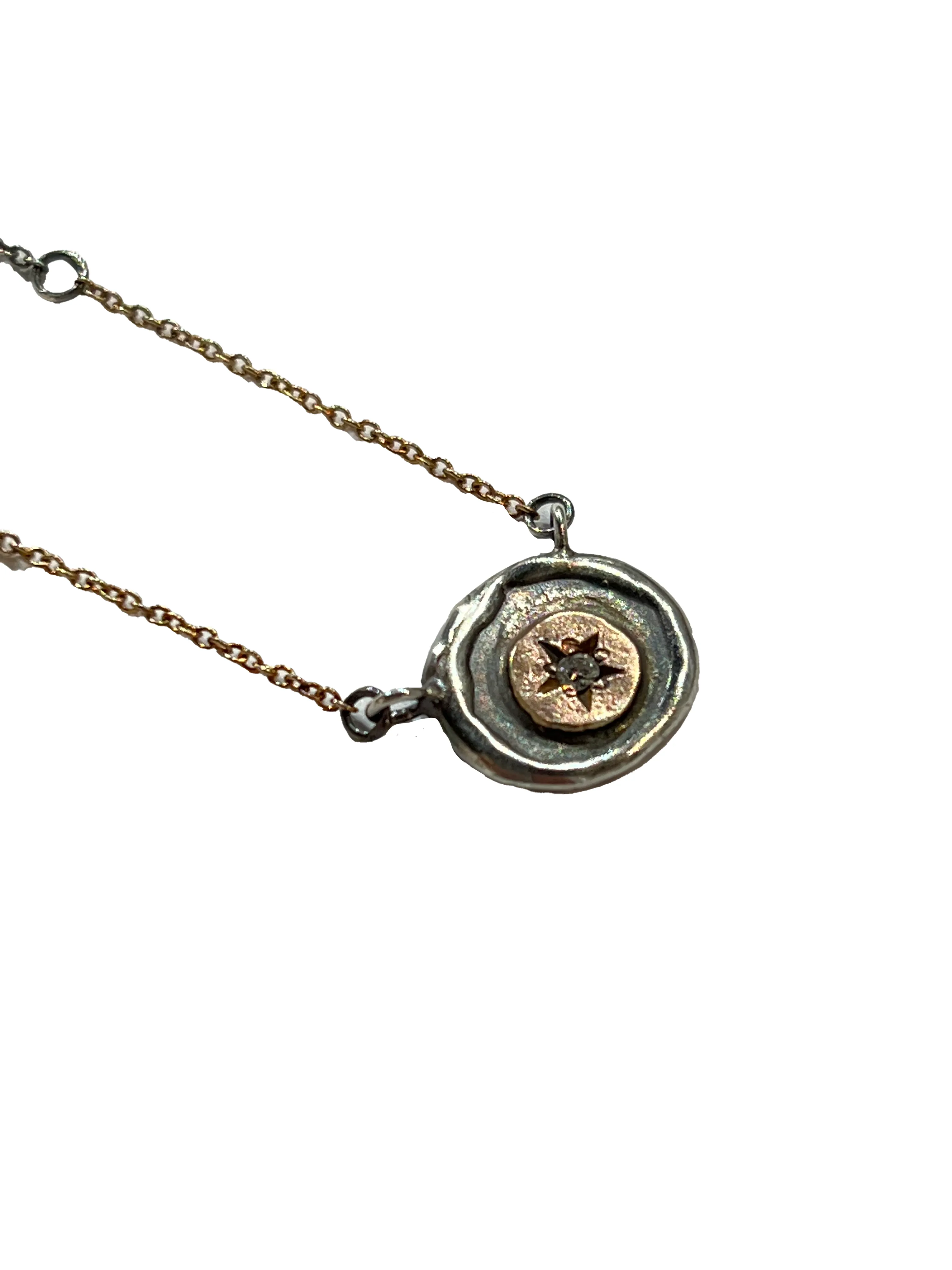 Sonja Fries | oxidized sterling silver necklace with 10k diamond