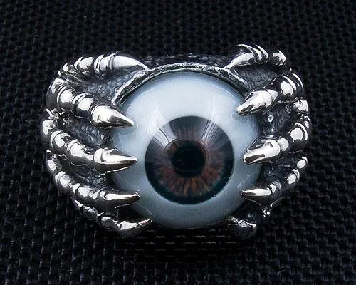 Sterling Silver Eye Eyeball Claw Gothic Ring