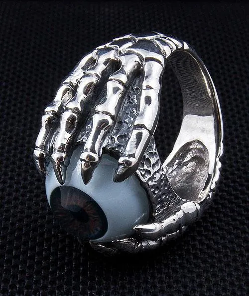 Sterling Silver Eye Eyeball Claw Gothic Ring